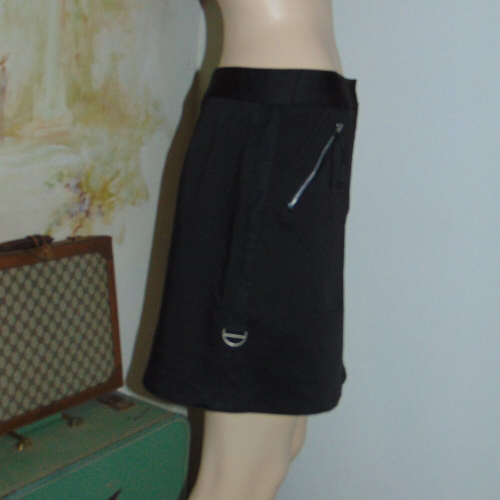 Punk Ideology Black Zippered Cotton Stretch Mini Skirt Grunge Whimsigoth Womens